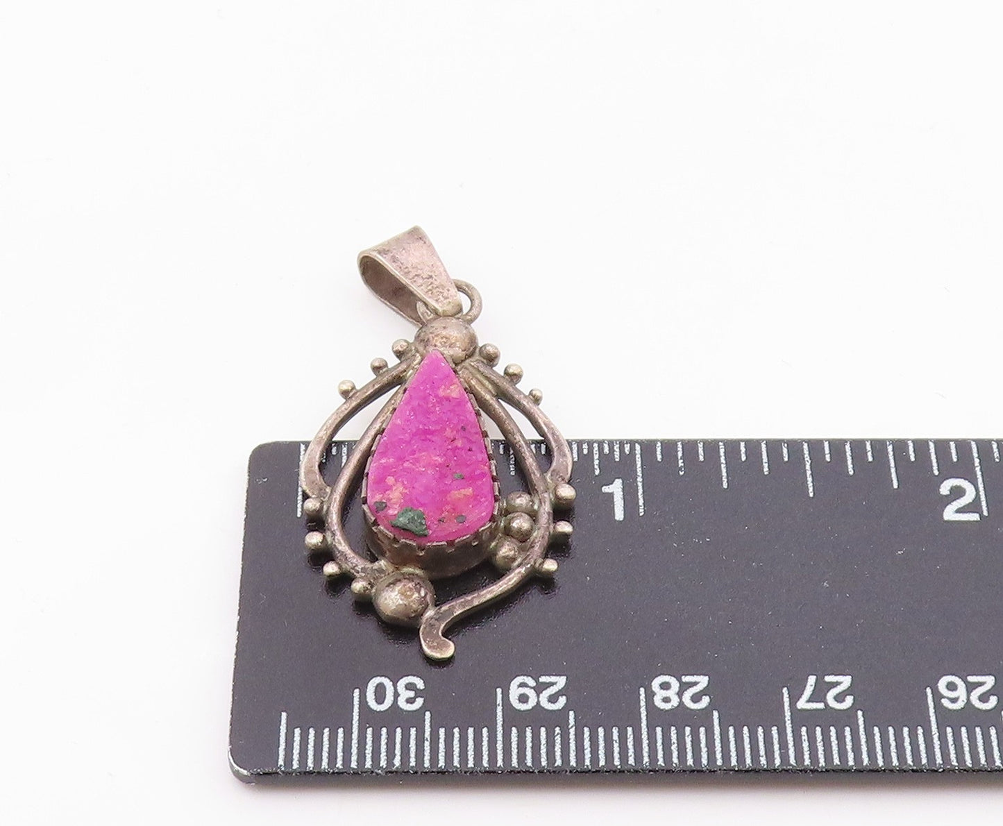 925 Sterling Silver  Vintage Tear Drop Amethyst Dark Tone Swirl Pendant  PT7530