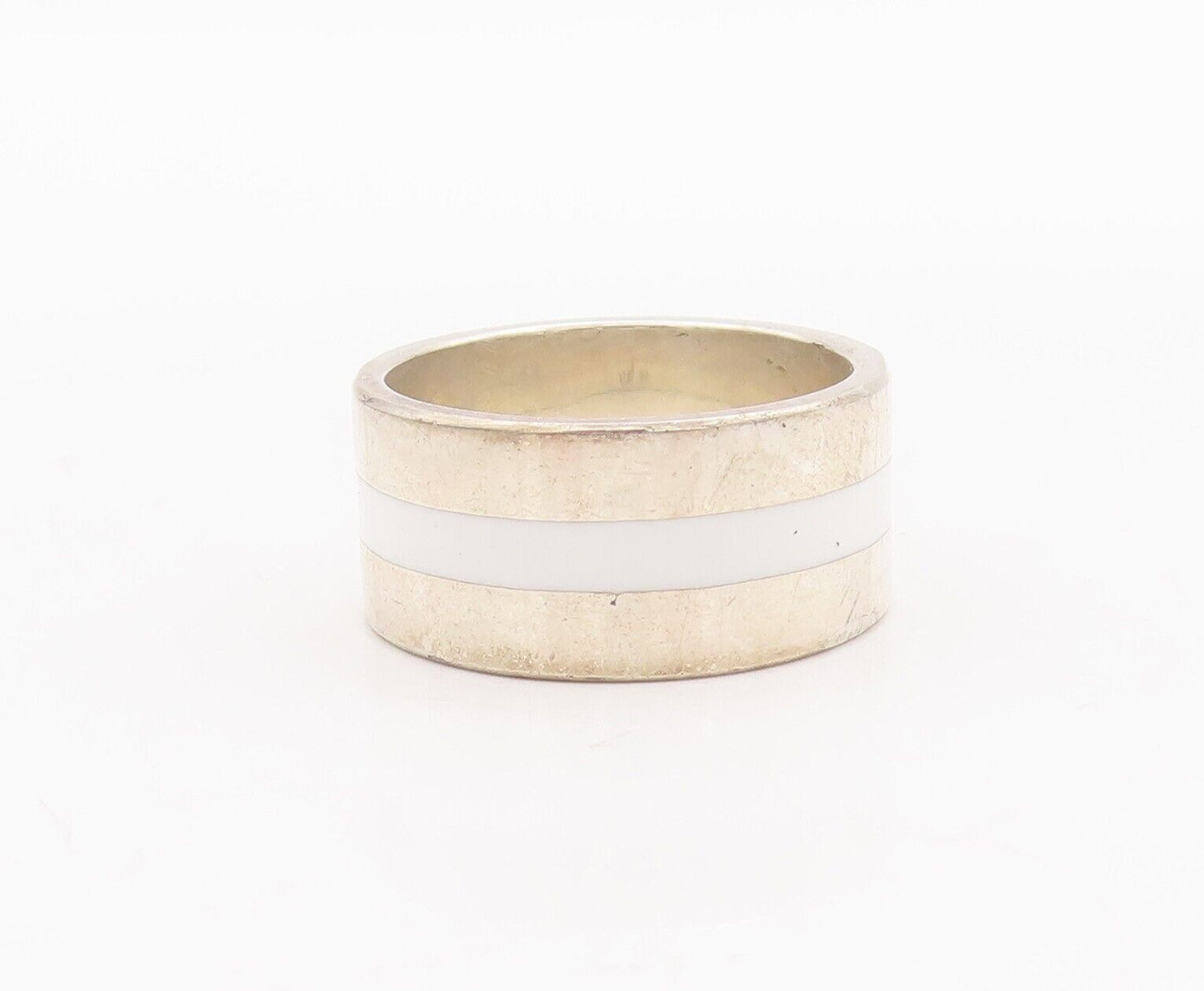 925 Sterling Silver Vintage Ring DARI Minimalist Enameled Ring  Sz 7 RG28548