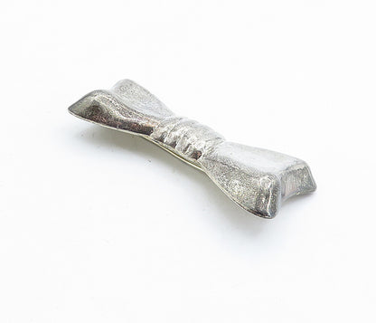 925 Sterling Silver  Vintage Hollow Bow Tied Ribbon Motif Brooch Pin  BP2063
