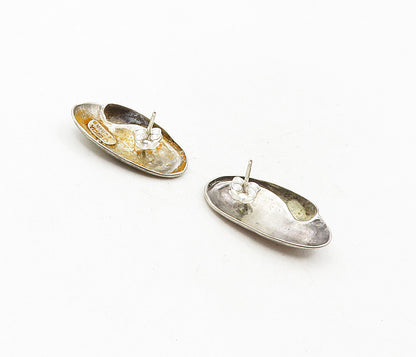 LUCIA 925 Sterling Silver  Vintage Dark Tone Modernist Dangle Earrings  EG4691