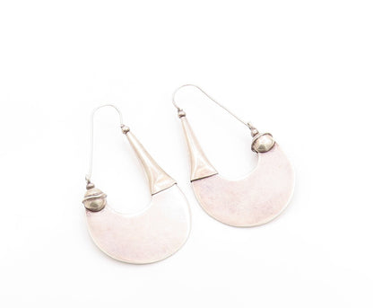 925 Sterling Silver Vintage Earrings MEXICO Designer Drop Hoops   EG13585