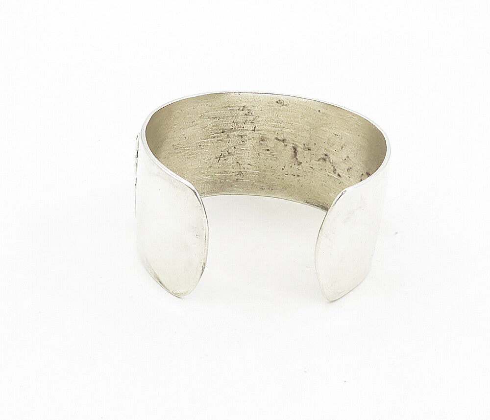 925 Sterling Silver  Vintage Antique Chiseled Pattern Cuff Bracelet  BT3965