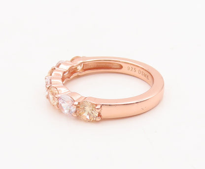 925 Sterling Silver Vintage Ring Rose Gold Plated Topaz 4 Ring Set Sz 7  RG29230