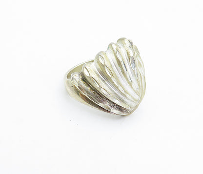 925 Sterling Silver  Vintage Modernist Shiny Etched Band Ring Sz 6  RG4241