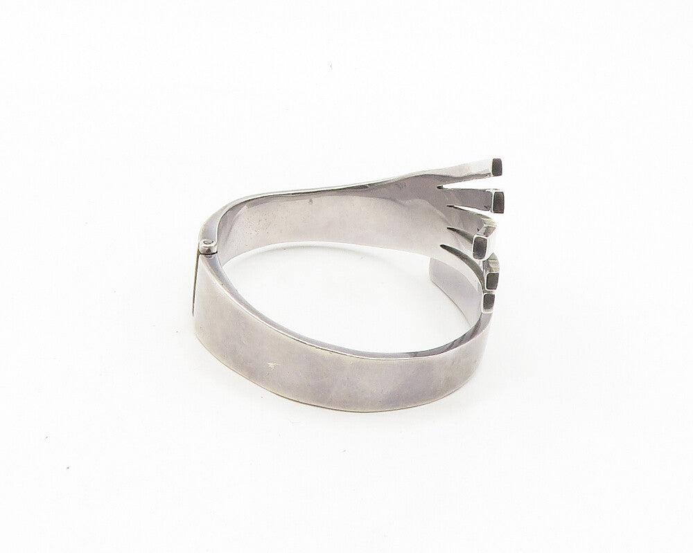 MEXICO 925 Sterling Silver  Vintage Modernist Bypass Cuff Bracelet  BT7455