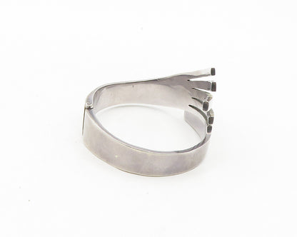 MEXICO 925 Sterling Silver  Vintage Modernist Bypass Cuff Bracelet  BT7455