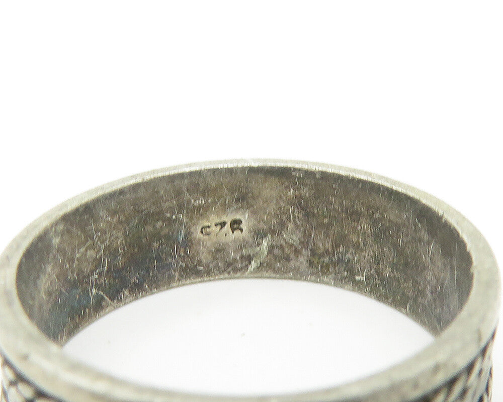 925 Sterling Silver  Vintage Dark Tone Rope Twist Band Ring Sz 8  RG10798