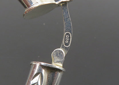 925 Sterling Silver  Vintage Shiny Etched Hollow Twist Hoop Earrings  EG11042