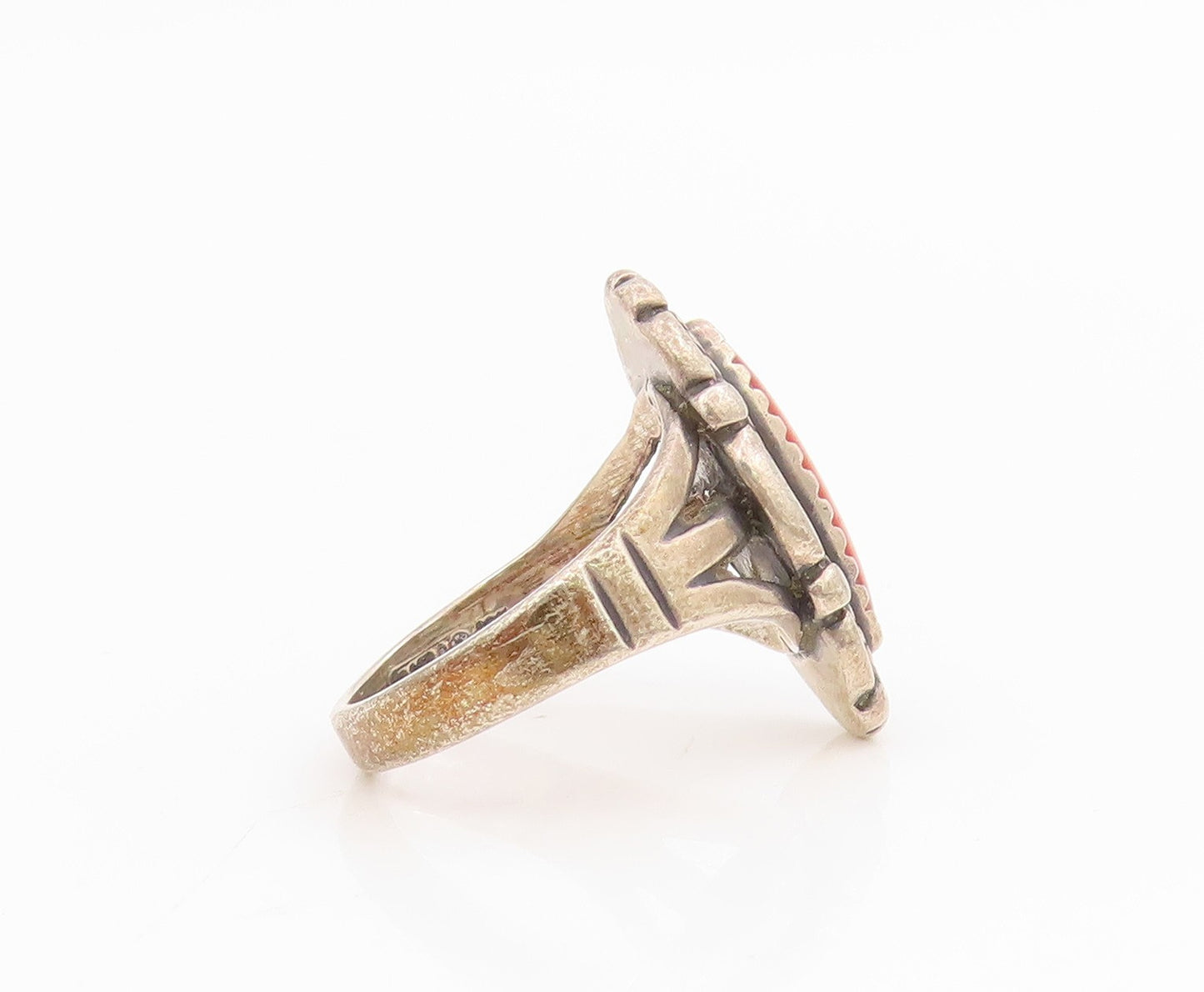 925 Sterling Silver Vintage Ring WHEELER Cat Eye Statement Band  Sz 5  RG34584