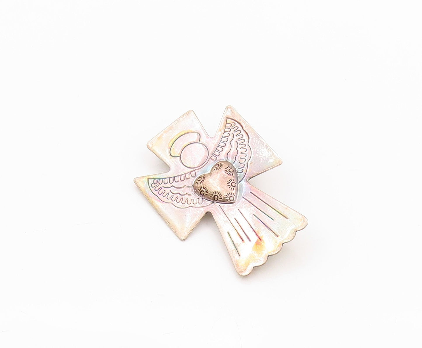 925 Sterling Silver Vintage Brooch CAROLYN POLLACK Angel Of Love Cross  BP11571