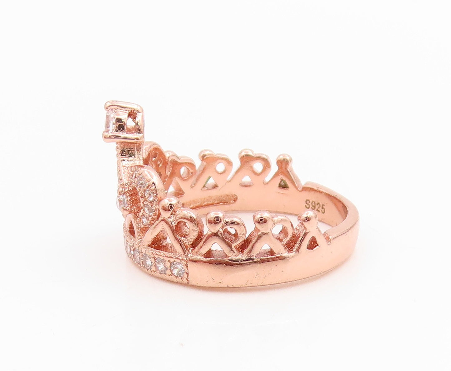 925 Sterling Silver Vintage Ring Gold Plated Topaz Princess Crown  Sz 7  RG35327