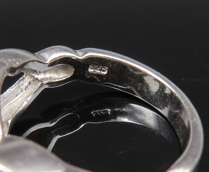 925 Silver  Vintage Fancy Topaz Heart Shaped Infinity Knot Ring Sz 7  RG26035