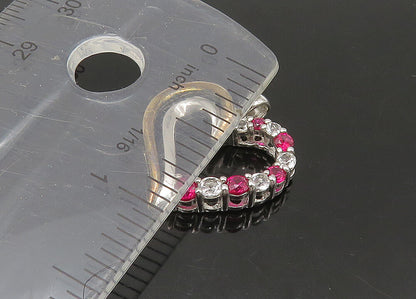925 Silver & 10K GOLD  Vintage Pink & White Topaz Love Heart Pendant  PT18420