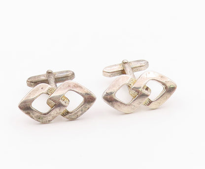 925 Sterling Silver  Vintage Shiny Open Infinity Loop Cuff Links  TR1641