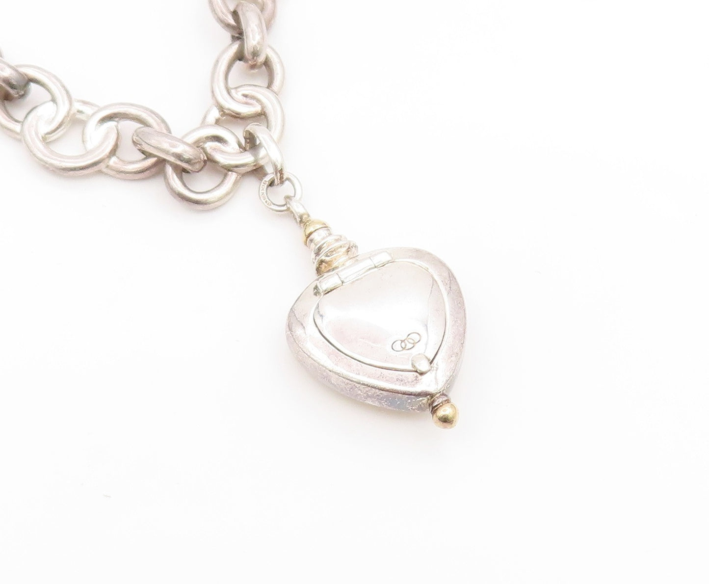 925 Sterling Silver Vintage Necklace LINKS OF LONDON Love Heart Toggle  NE4825