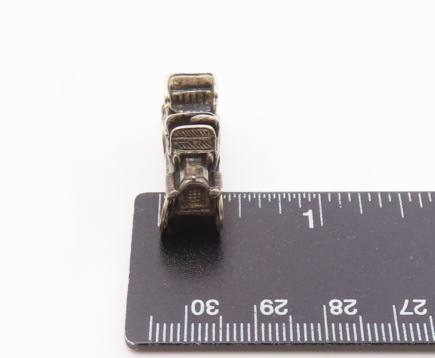 925 Sterling Silver  Vintage Oxidized Old Fashioned Automobile Pendant  PT6983