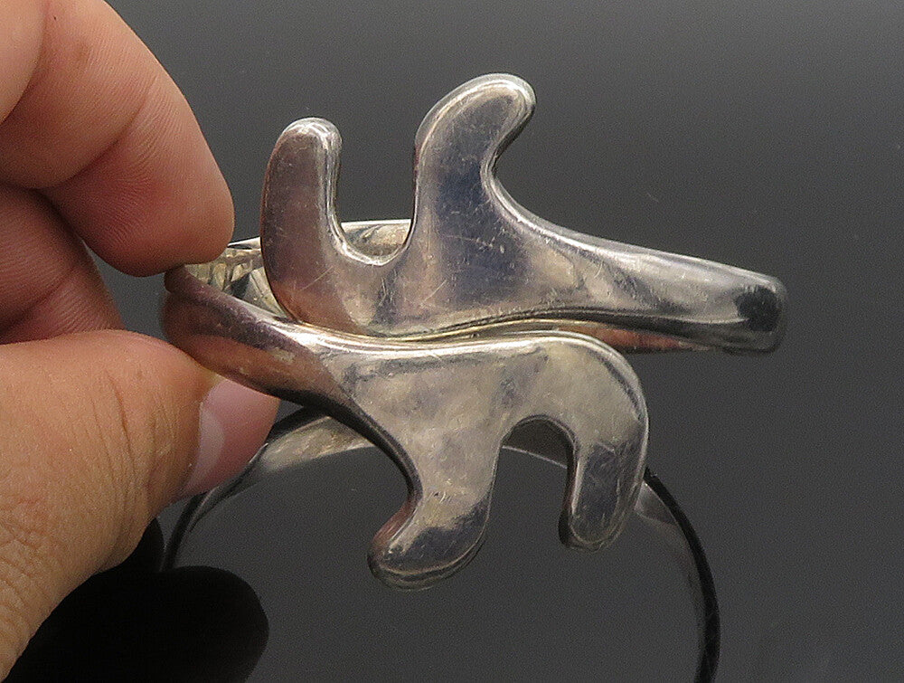BETO MEXICO 925 Silver  Vintage Modernist Swirl Bypass Bangle Bracelet  BT9457