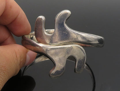 BETO MEXICO 925 Silver  Vintage Modernist Swirl Bypass Bangle Bracelet  BT9457