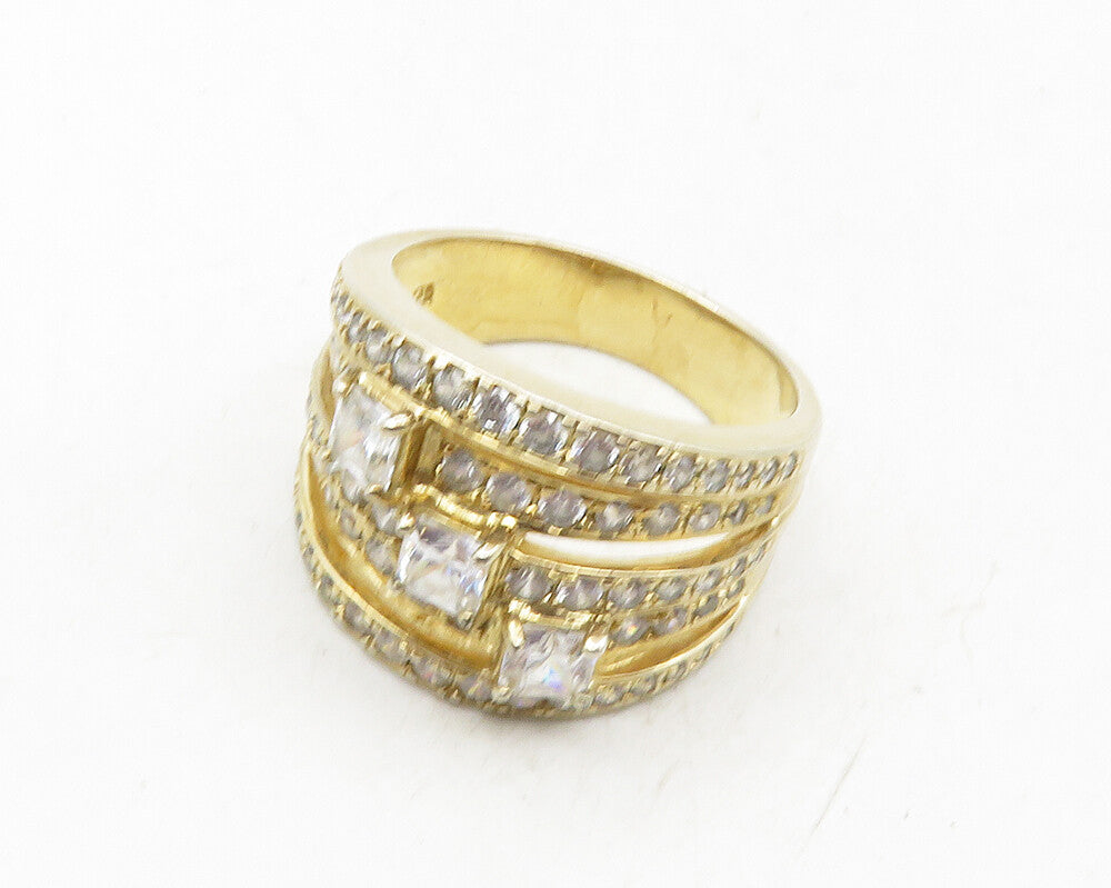 ROSS SIMON 925 Silver  Cubic Zirconia Gold Plated Split Band Ring Sz 10 RG9891