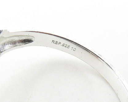 925 Sterling Silver  Shiny White Topaz Fleur De Lis Band Ring Sz 10  RG18657