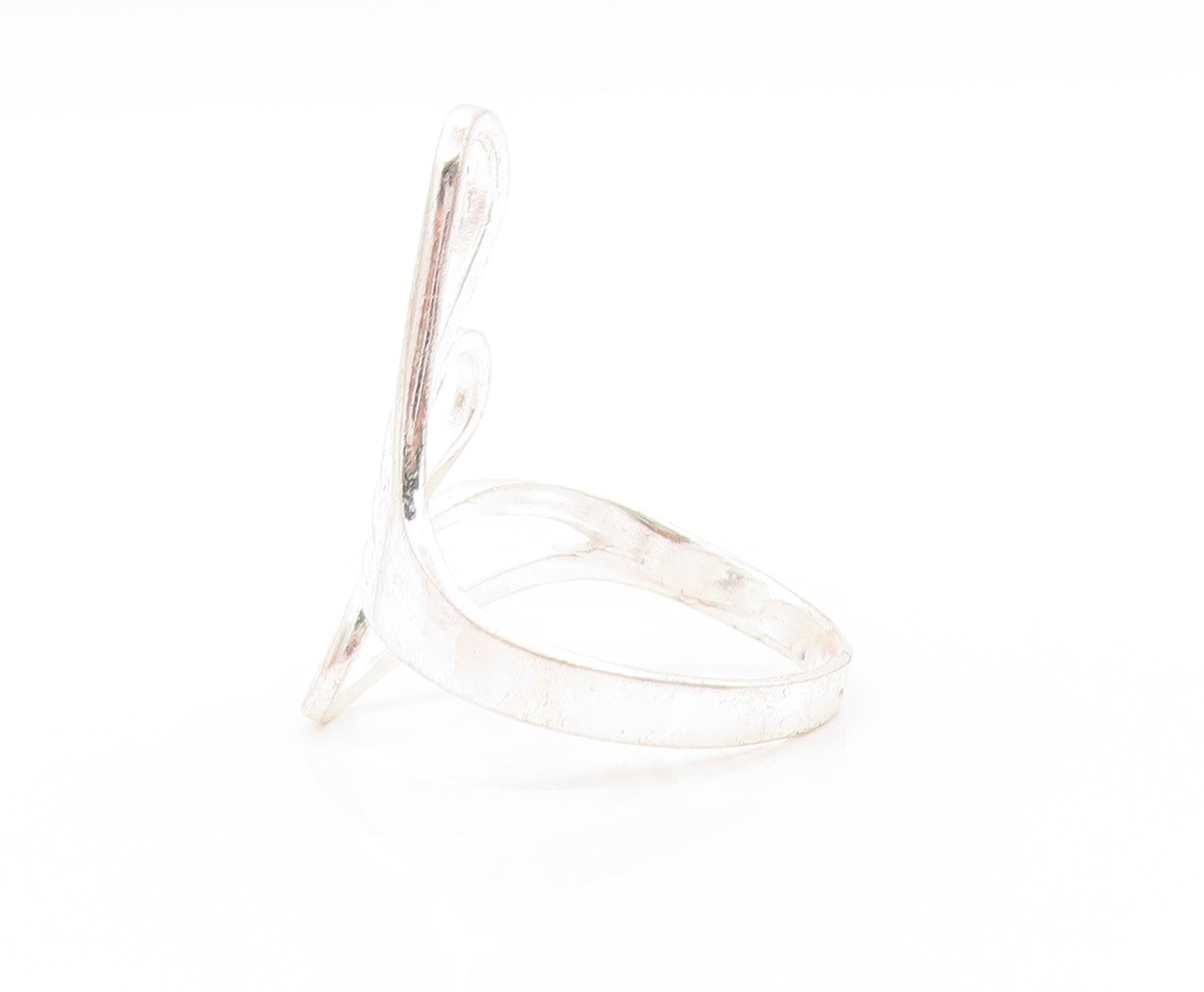 925 Sterling Silver Vintage Ring Modernist Drop Design Cutout  Sz 11.5  RG32964