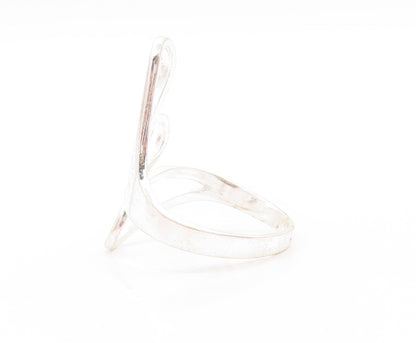 925 Sterling Silver Vintage Ring Modernist Drop Design Cutout  Sz 11.5  RG32964