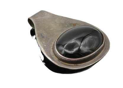 DESIGNER 925 Sterling Silver  Vintage Cabochon Cut Black Onyx Pendant  PT7473
