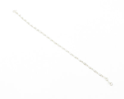 925 Sterling Silver  Vintage Shiny Etched Football Link Chain Bracelet  BT5708