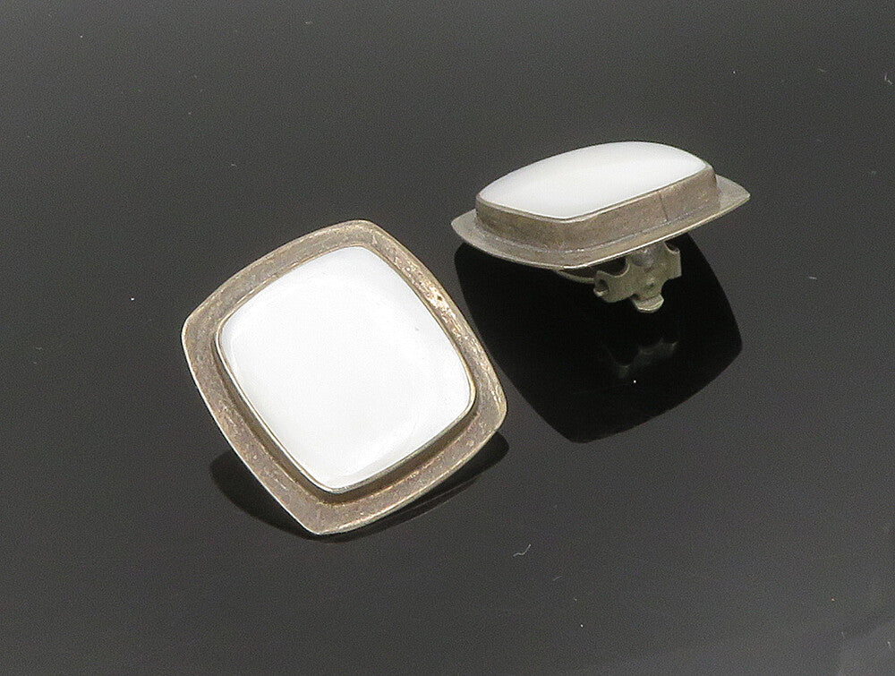 GERRO BLANCO MEXICO 925 Silver  Vintage MOP Non Pierce Earrings  EG11616