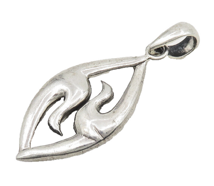 925 Sterling Silver  Vintage Shiny Birds Head Motif Oval Pendant  PT14835