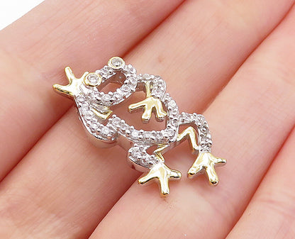 925 Sterling Silver  Shiny Topaz Two Tone Frog Motif Petite Pendant  PT5050