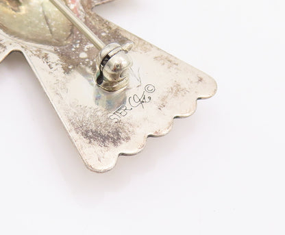 925 Sterling Silver Vintage Brooch Pin CAROLYN POLLACK Etched Angel  BP11137