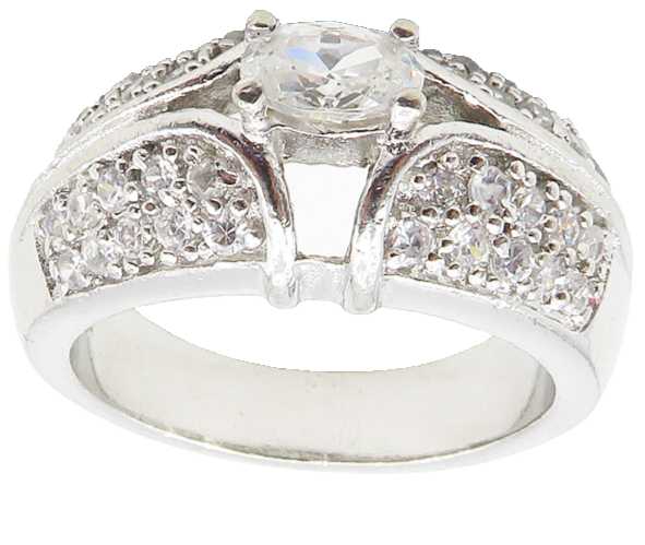 925 Sterling Silver  Sparkling Cubic Zirconia Smooth Band Ring Sz 7.5  RG9825