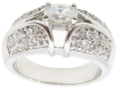 925 Sterling Silver  Sparkling Cubic Zirconia Smooth Band Ring Sz 7.5  RG9825