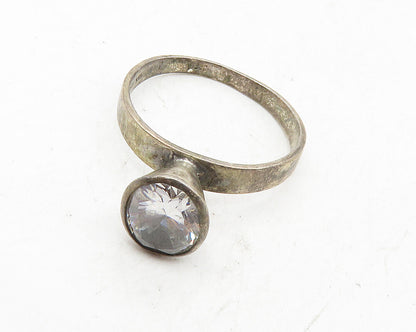 LORBERFELD 925 Sterling Silver Vintage Cubic Zirconia Solitaire Ring Sz 6 RG9881