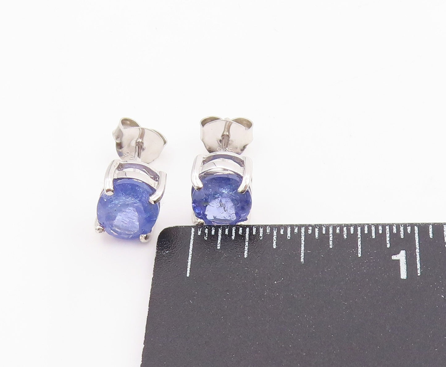 925 Sterling Silver Vintage Earrings Minimalist Oval Tanzanite Studs  EG13736