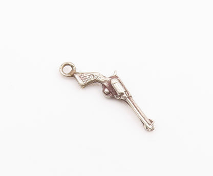 925 Sterling Silver  Vintage Trendy Pistol Gun Charm Pendant  PT20814