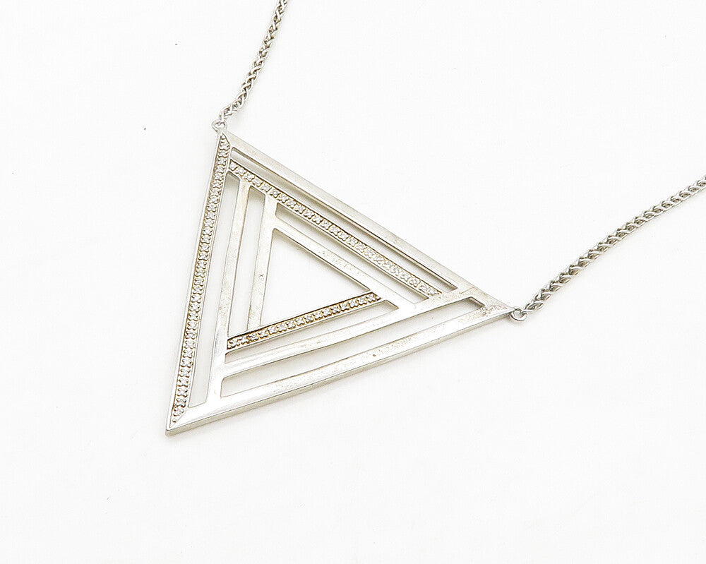 EFFY 925 Silver  Vintage Genuine Diamonds Open Triangle Chain Necklace  NE3243