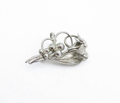 CARL ART 925 Silver  Vintage Petite Sculpted Flower Swirl Brooch Pin  BP1589