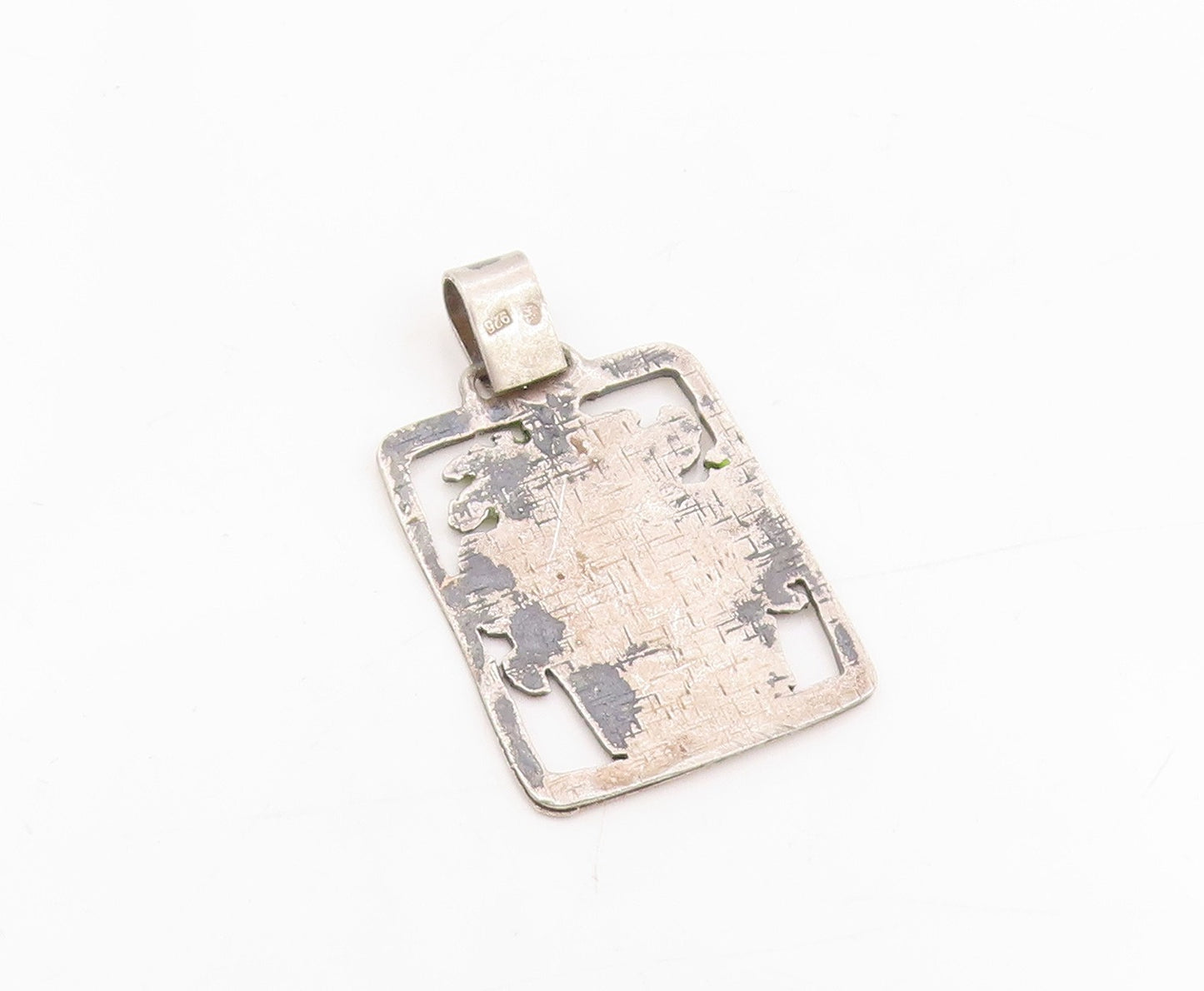 925 Sterling Silver Vintage Pendant EUROPE Enameled Potted Plant Charm  PT25403
