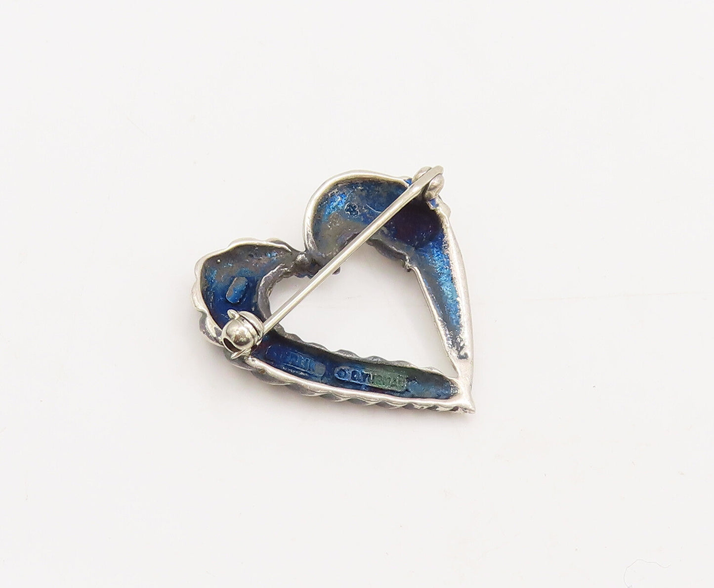 925 Sterling Silver Vintage Brooch Pin YURMAN Carved Rope Effect Heart  BP10598