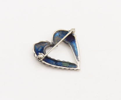 925 Sterling Silver Vintage Brooch Pin YURMAN Carved Rope Effect Heart  BP10598