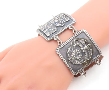 925 Sterling Silver Vintage Traditional Storyteller Solid Chain Bracelet BT1502