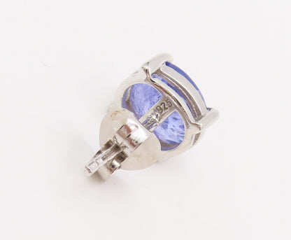 925 Sterling Silver  Vintage Minimalist Oval Tanzanite Stud Earrings  EG12781