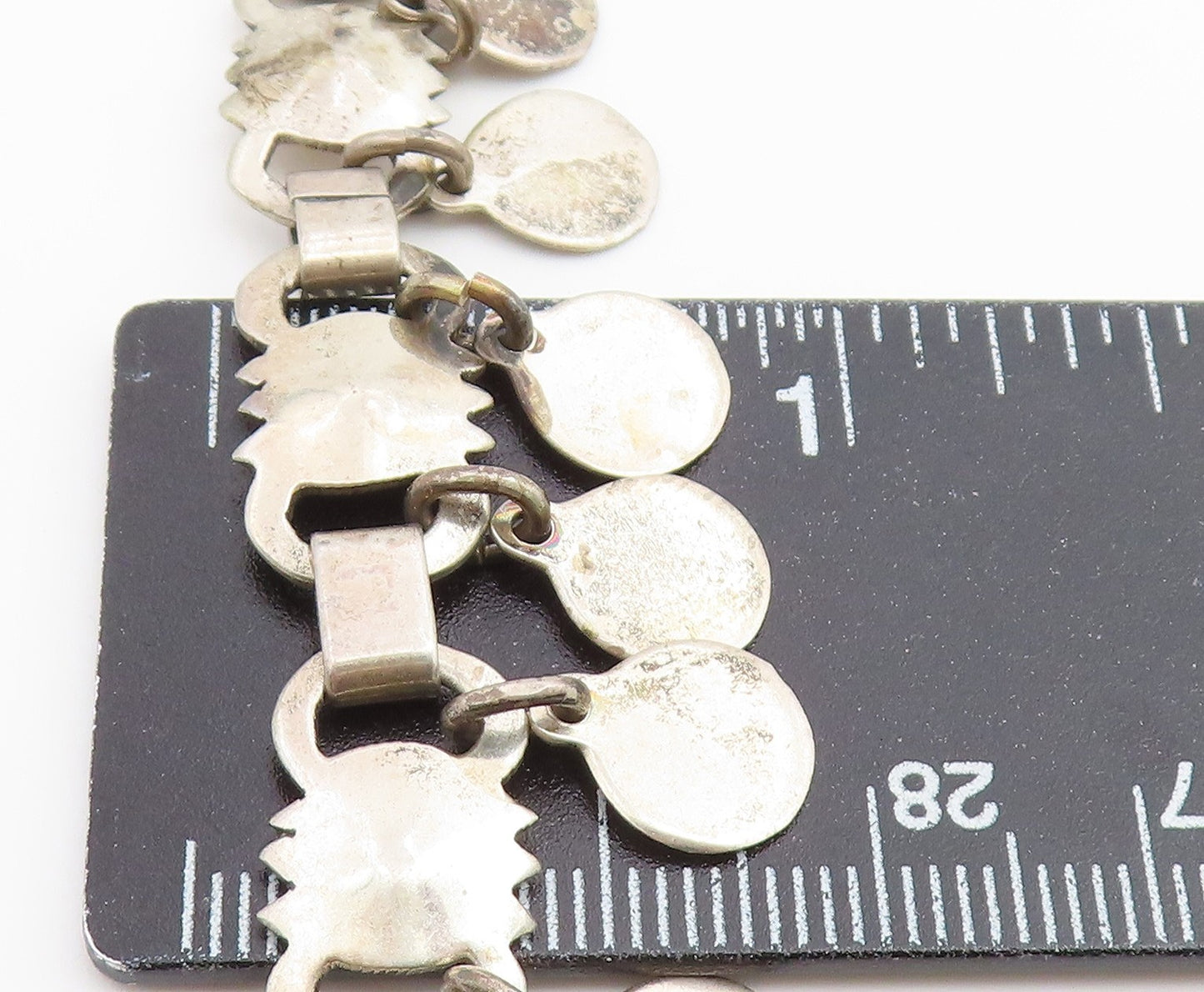925 Sterling Silver Vintage Bracelet Classic Articulated Geometric Link  BT12208