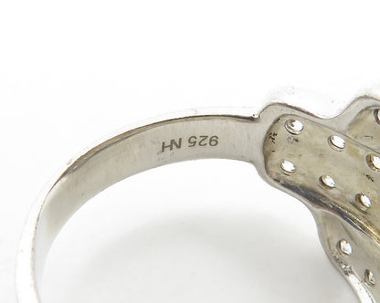 925 Sterling Silver  Vintage Cubic Zirconia 4 Row Band Ring Sz 9  RG19390