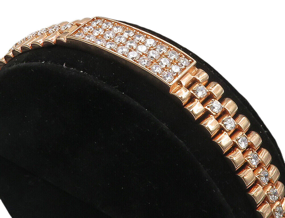 925 Sterling Silver  Cubic Zirconia Rose Gold Plated Chain Bracelet  BT4169