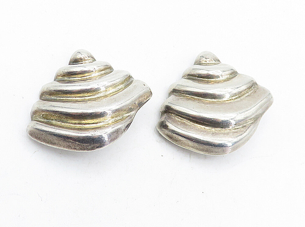 MEXICO 925 Sterling Silver  Vintage Hollow Design Non Pierce Earrings  EG2366