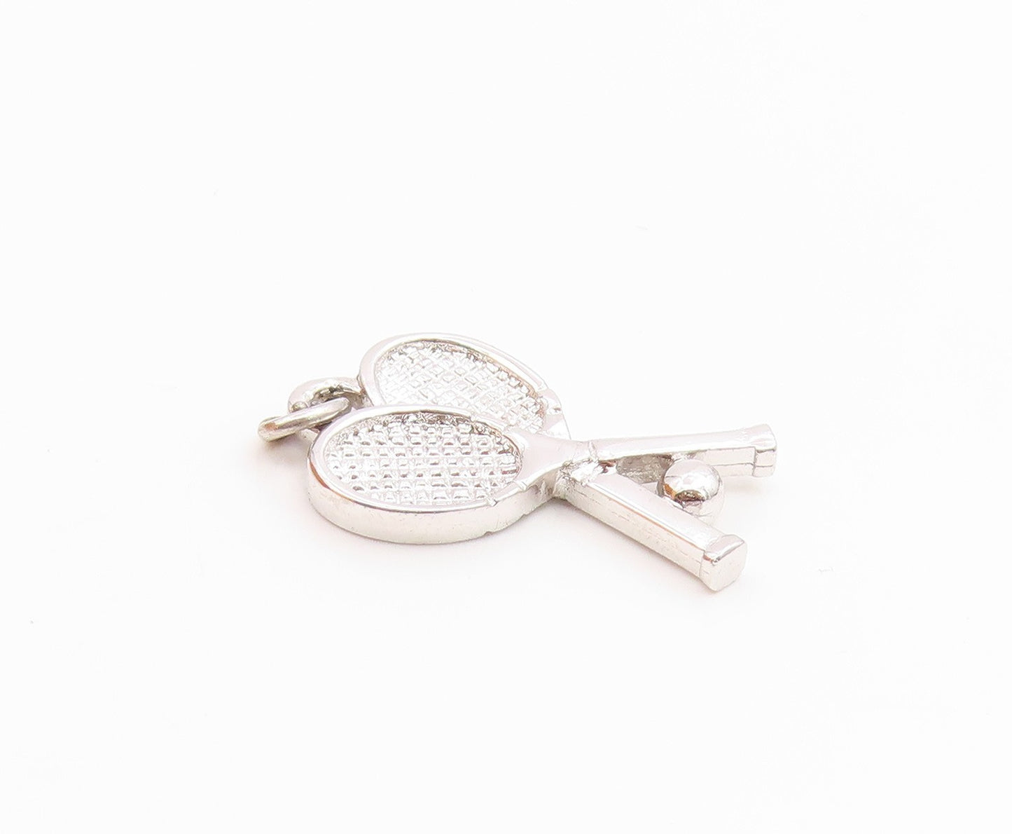 925 Sterling Silver Vintage Double Tennis Racket Sports Charm Pendant  PT20525