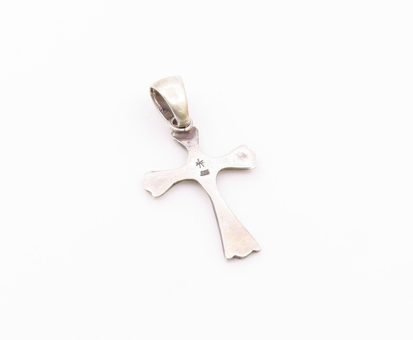 925 Sterling Silver  Vintage Religious Cross Oxidized Detail Pendant  PT16657